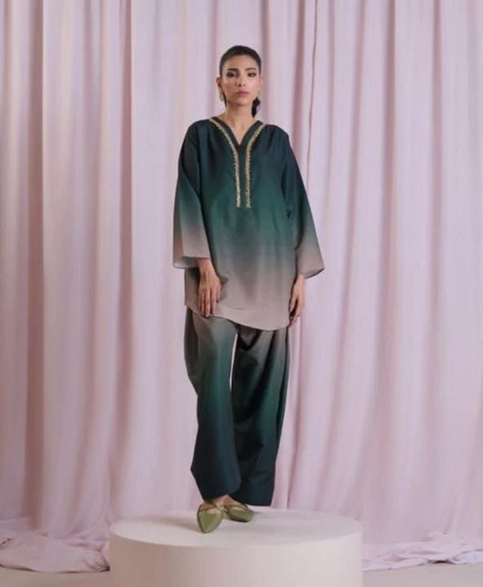 Shamoze Silk Digital Tye ‘N’ Dye 3pc Unstitched Suit - 04