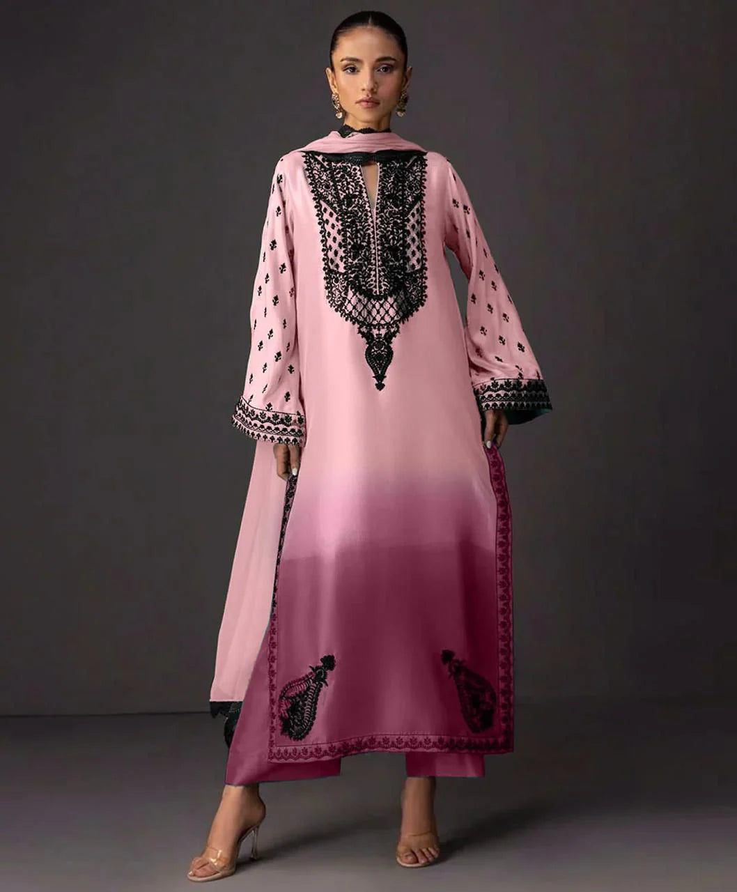 Shamoze Silk Digital Tye ‘N’ Dye 3pc Unstitched Suit -09