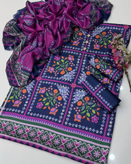 Shamoze Silk Digital Tye ‘N’ Dye 3pc Unstitched Suit - 06