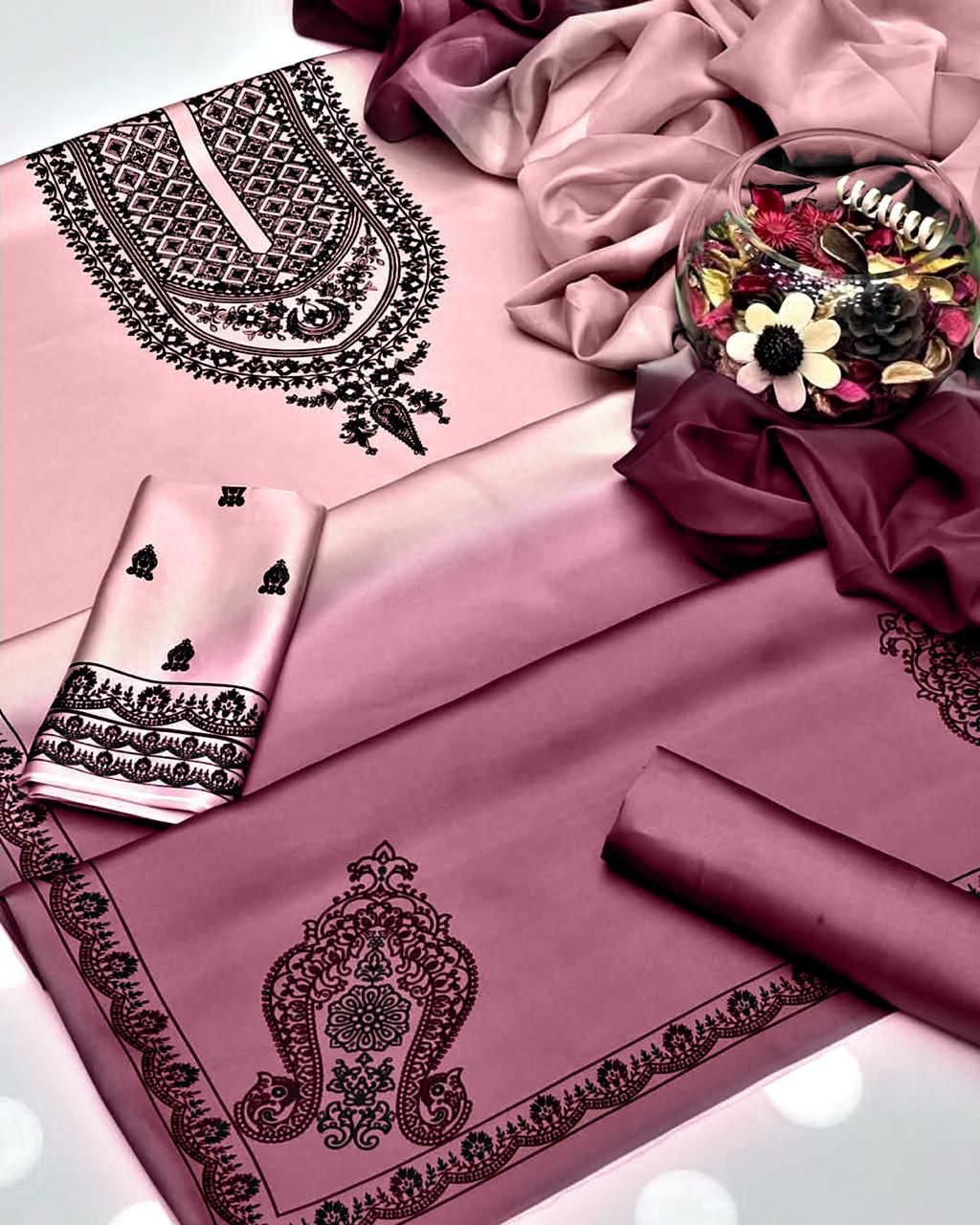 Shamoze Silk Digital Tye ‘N’ Dye 3pc Unstitched Suit -09